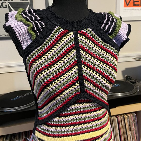 ALEXACHUNG rare colorful striped knit top and skirt set from first collection - Picture 5 of 11